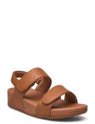 Lulu Adjustable Leather Back-Strap Sandals Flate Sandaler Brown FitFlo...