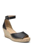 Slfingrid Leather Wedge Espadrilles Sko Wedge Black Selected Femme