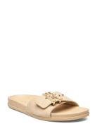 Th Hardware Suede Flat Sandal Flate Sandaler Cream Tommy Hilfiger