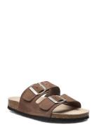 Biaolivia Sandal Suede Flate Sandaler Brown Bianco