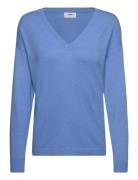 Objthess L/S V-Neck Knit Pullover Noos Tops Knitwear Jumpers Blue Obje...