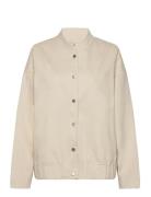 Linen Blend Bomber Jacket Bomberjakke Beige Gina Tricot