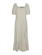 Vmmymilo Ss 7/8 Dress Wvn Ga Knelang Kjole Grey Vero Moda