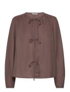 Roselani-M Tops Blouses Long-sleeved Brown MbyM