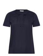 T-Shirt Fabric Mix Tops T-shirts & Tops Short-sleeved Navy Tom Tailor