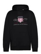 Reg Archive Shield Hoodie Tops Sweat-shirts & Hoodies Hoodies Black GA...