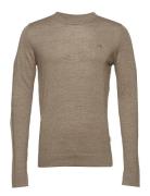 Merino Knit O-Neck Tops Knitwear Round Necks Beige Lindbergh