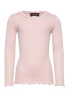 Beatha Silk T-Shirt W/ Lace Tops T-shirts Long-sleeved T-shirts Pink R...