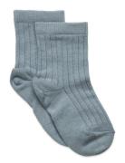 Cotton Rib Socks Sokker Strømper Blue Mp Denmark