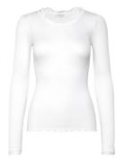 Silk T-Shirt W/ Lace Tops T-shirts & Tops Long-sleeved White Rosemunde