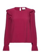 Vifini O-Neck L/S Top - Noos Tops Blouses Long-sleeved Red Vila