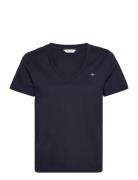 Reg Shield Ss V-Neck T-Shirt Tops T-shirts & Tops Short-sleeved Navy G...