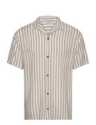 Jjjeff Resort Stripe Shirt Ss Relaxed Tops Shirts Short-sleeved Beige ...