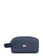 Tjm Archive Leather Washbag Toalettveske Blue Tommy Hilfiger