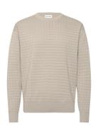 Check Pattern Sweater Tops Knitwear Round Necks Beige Calvin Klein