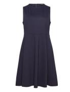 Ponte Fit-And-Flare Dress Knelang Kjole Navy Lauren Women