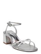 Metallic Strap Sandals Sandal Med Hæl Silver Mango