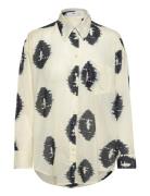 Semi-Transparent Printed Shirt Tops Shirts Long-sleeved Cream Mango