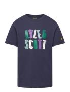 Polygon Graphic T-Shirt Tops T-shirts Short-sleeved Navy Lyle & Scott