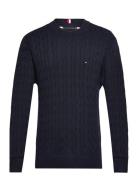 Classic Cotton Cable Crew Neck Tops Knitwear Round Necks Navy Tommy Hi...