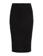 Viril Pencil Hw Knit Skirt - Noos Knelangt Skjørt Black Vila