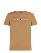 Tommy Logo Tee Tops T-shirts Short-sleeved Beige Tommy Hilfiger