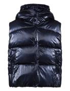 Quilted Gilet With Hood Fôret Vest Blue Mango