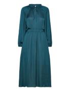 Puffed Sleeves Satin Dress Knelang Kjole Blue Mango