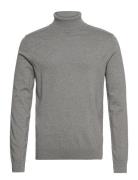 Slhberg Roll Neck Noos Tops Knitwear Turtlenecks Grey Selected Homme