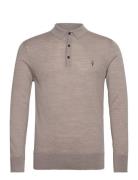 Mode Merino Ls Polo Tops Knitwear Long Sleeve Knitted Polos Beige AllS...