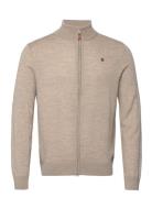 Merino Zip Cardigan Tops Knitwear Full Zip Jumpers Beige Morris