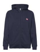 Reg Retro Shield Zip Hoodie Tops Sweat-shirts & Hoodies Hoodies Navy G...