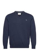 Classic Cotton V-Neck Tops Knitwear V-necks Blue GANT