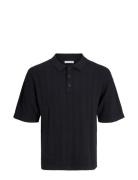 Jjmarco Knit Ss Polo Tops Knitwear Short Sleeve Knitted Polos Black Ja...