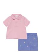 Mesh Polo Shirt & Short Set Sets Sets With Short-sleeved T-shirt Multi...