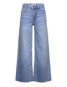 Wideleg Low Frayed Hem Jeans Bottoms Jeans Wide Jeans Navy Mango