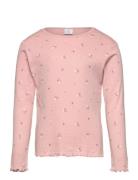 Top L S Pointelle Aop Tops T-shirts Long-sleeved T-shirts Pink Lindex