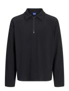 Jorrick Plisse Sweat Zip Split Polo Ln Tops Knitwear Half Zip Jumpers ...