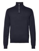 Ecovero Half Zip L/S Knit Tops Knitwear Half Zip Jumpers Navy Lindberg...