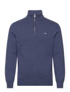 Casual Cotton Half Zip Tops Knitwear Half Zip Jumpers Navy GANT