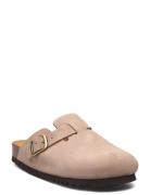 Sl Fae New Suede Dark Beige Flate Sandaler Beige Scholl