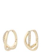 Ace Double Round Ear G/Clear Accessories Jewellery Earrings Hoops Gold...