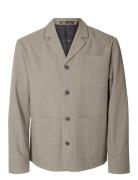 Slh-Smith Seersucker Hybrid Blz Tynn Jakke Beige Selected Homme