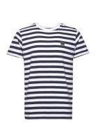 Basic Striped Tee Ss Tops T-shirts Short-sleeved White Clean Cut Copen...