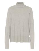 Cranva Rollneck Pullover Tops Knitwear Turtleneck Grey Cream