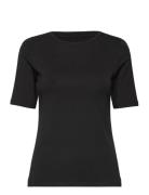 Women Bamboo S/S T-Shirt Slim Fit Topp Black URBAN QUEST