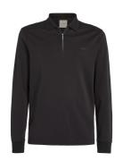 Liquid Touch Welt Zip Ls Polo Tops Polos Long-sleeved Black Calvin Kle...