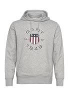 Print Sweat Hoodie Tops Sweat-shirts & Hoodies Hoodies Grey GANT