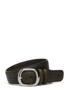 Crushed Wide Leather Belt Belte Black Becksöndergaard