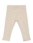 Cotton Ribbed Leggings Bottoms Leggings Beige Mango